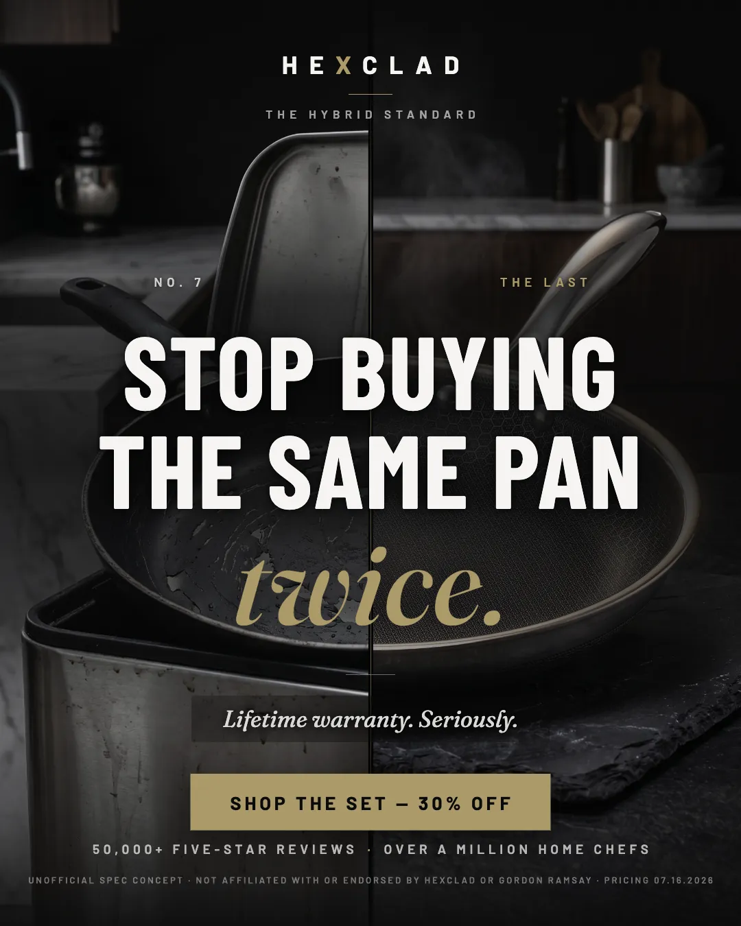 HexClad ad creative — The last pan you’ll ever buy