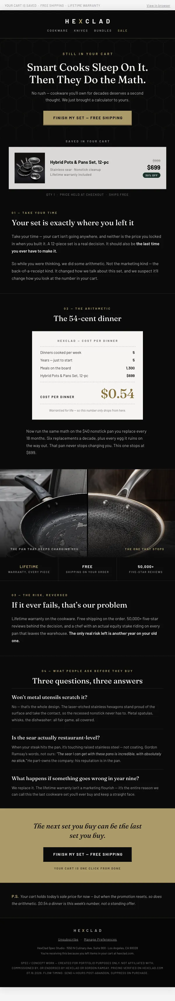 The 54-cents-a-dinner cookware set — Klaviyo email render