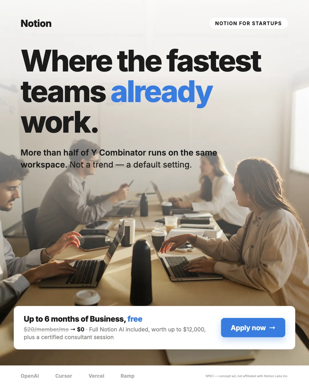 Notion ad creative — Standard issue at half of YC