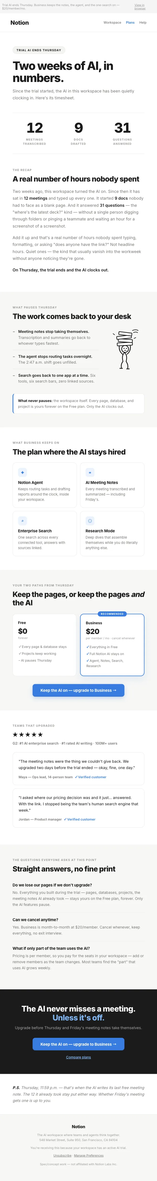 Two days left on trial AI (here’s what it did) — Klaviyo email render