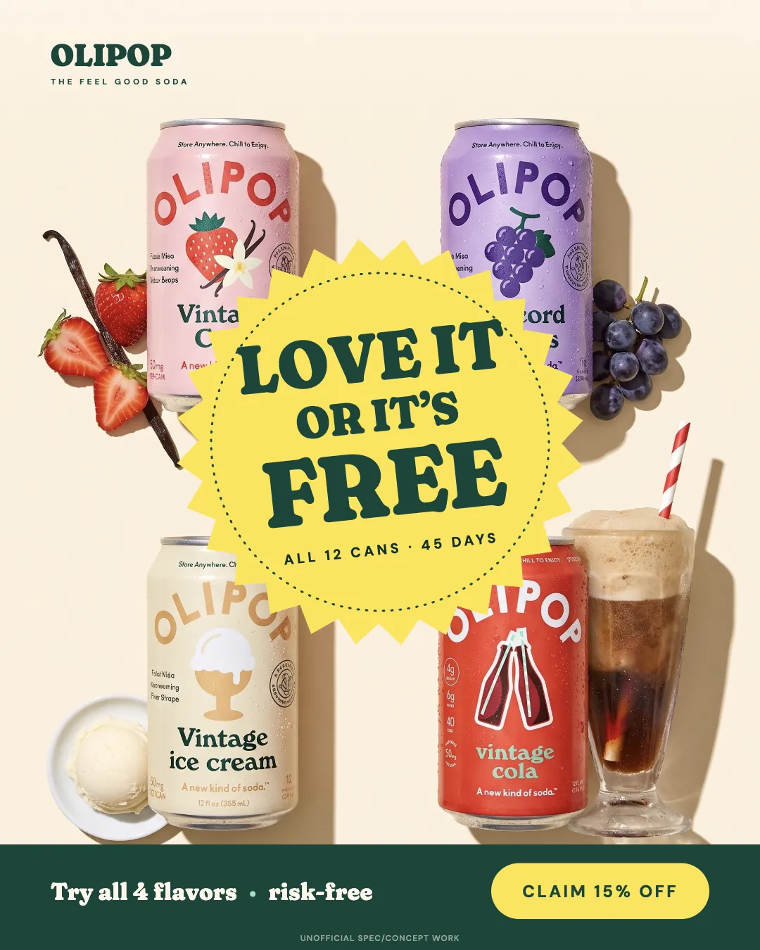OLIPOP ad creative — Try all 4 flavors, risk-free