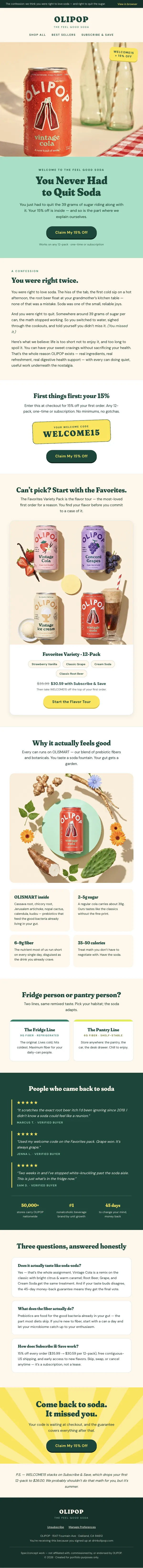 You never had to quit soda (15% off inside) — Klaviyo email render
