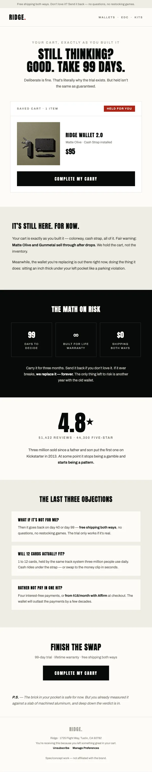 Take 99 days to decide. Seriously. — Klaviyo email render