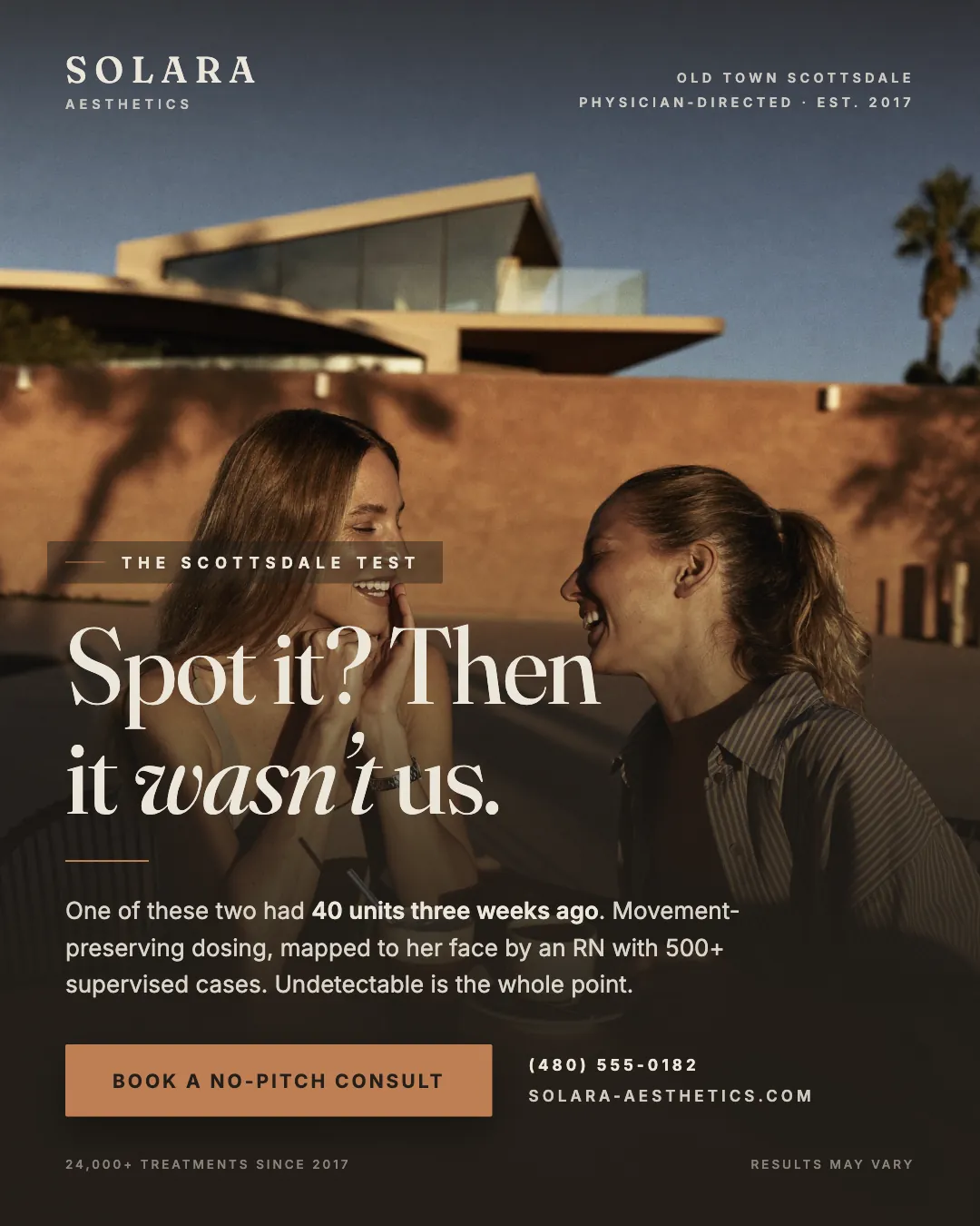 Solara Aesthetics ad creative — Undetectable is the whole point.