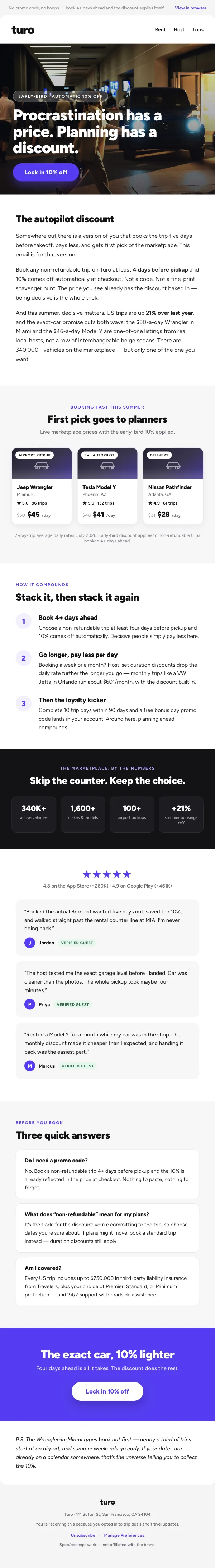 Planners get 10% off. Procrastinators get vans. — Klaviyo email render